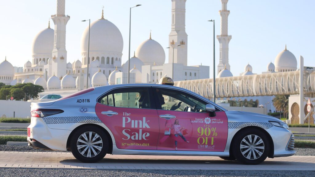 Barari Outlet Mall taxi ad